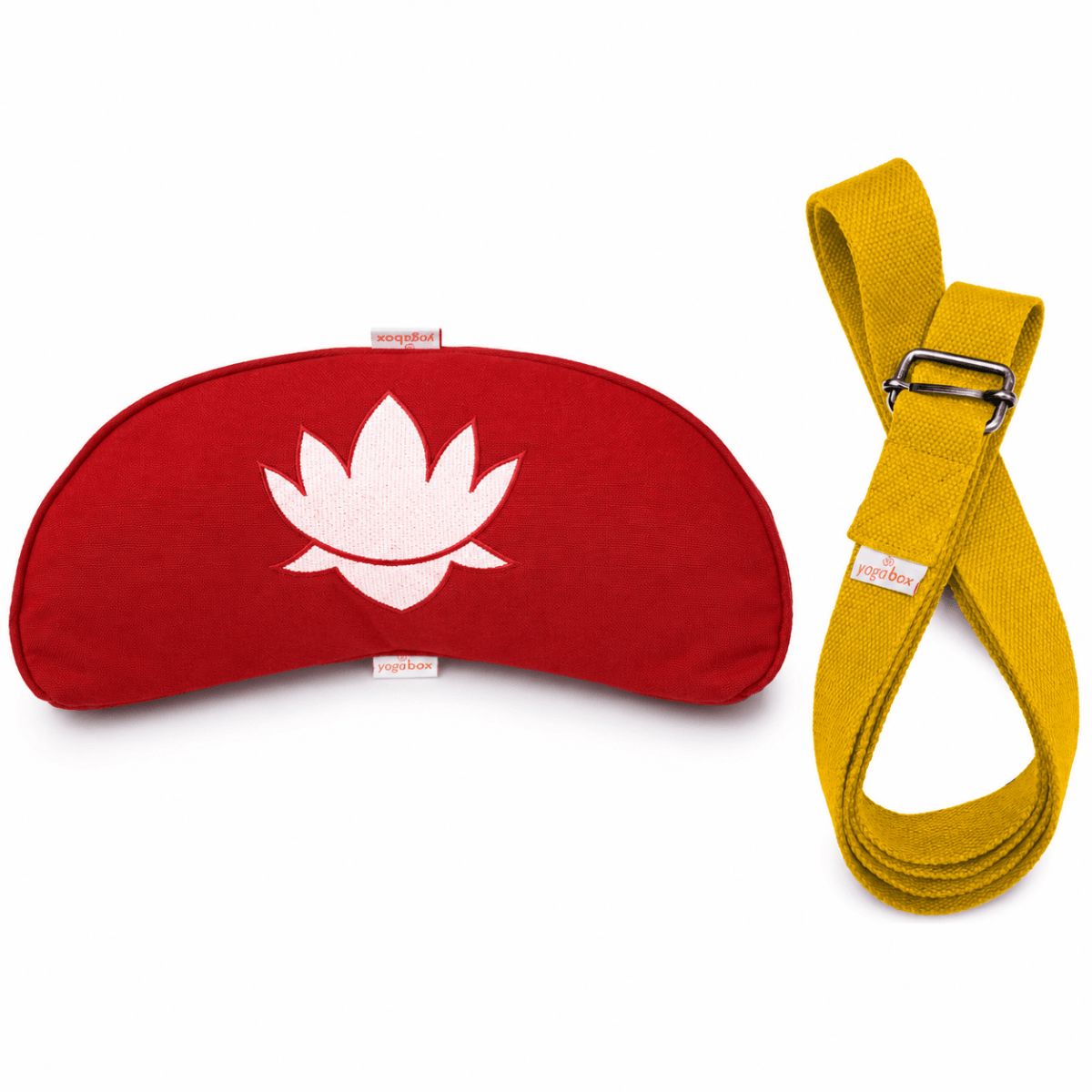Sommer Yogaset Yogakissen Halbmond + Yogagurt gelb rot 