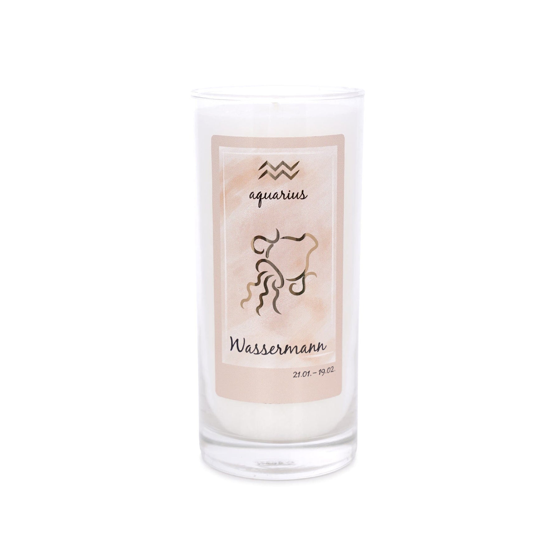 Sternzeichen Kerze weiß 14 x 6,5 cm Wassermann