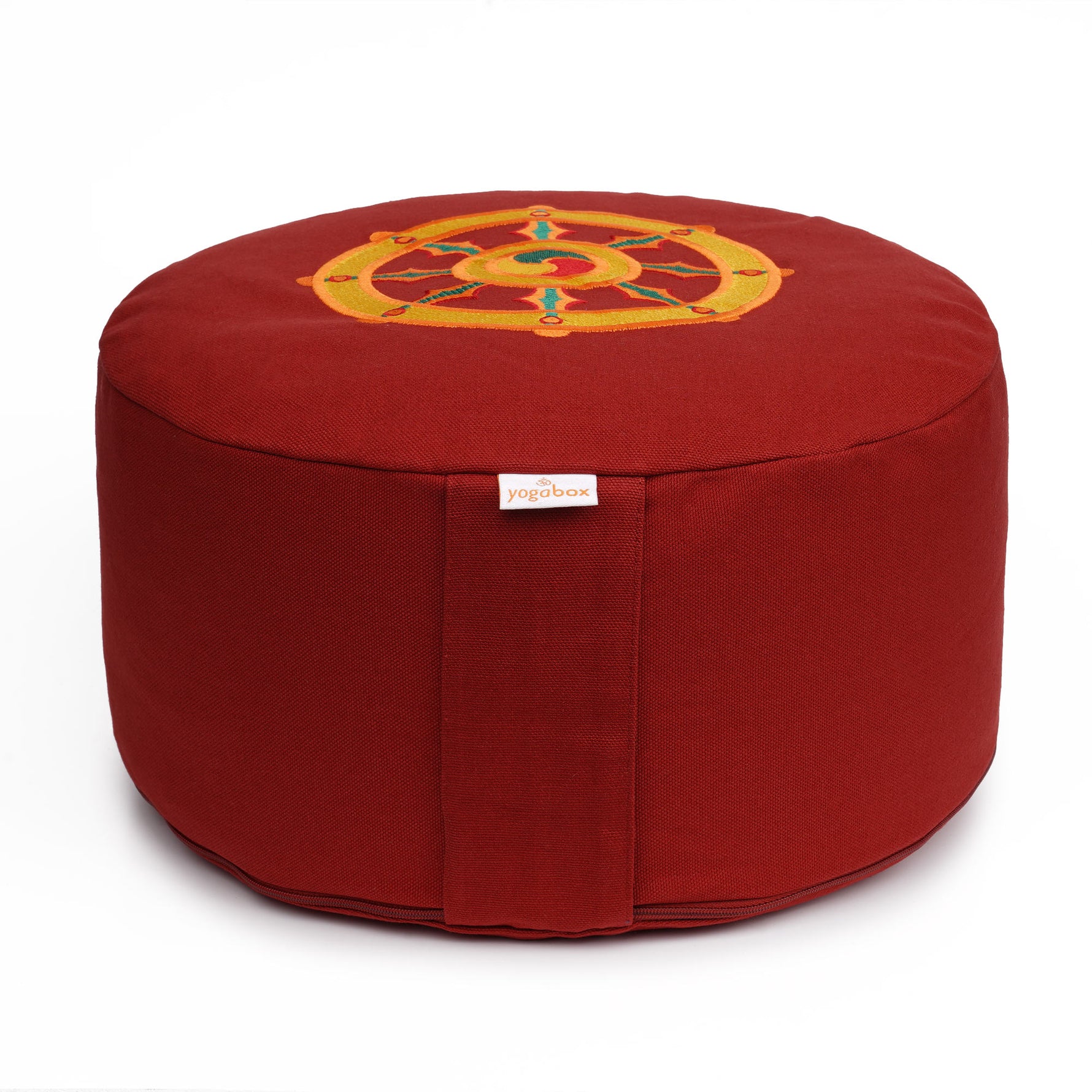 Meditationskissen Glückssitz® Rondo Dharmarad bordeaux 33 x 33 x 15 cm Buchweizenschalen