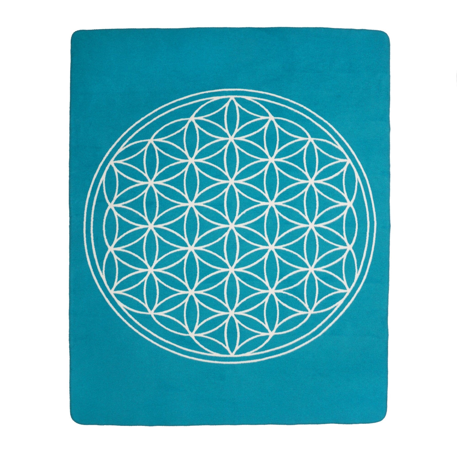 Yogadecke Blume des Lebens - regional hergestellt petrol / natur 150 x 200 cm 
