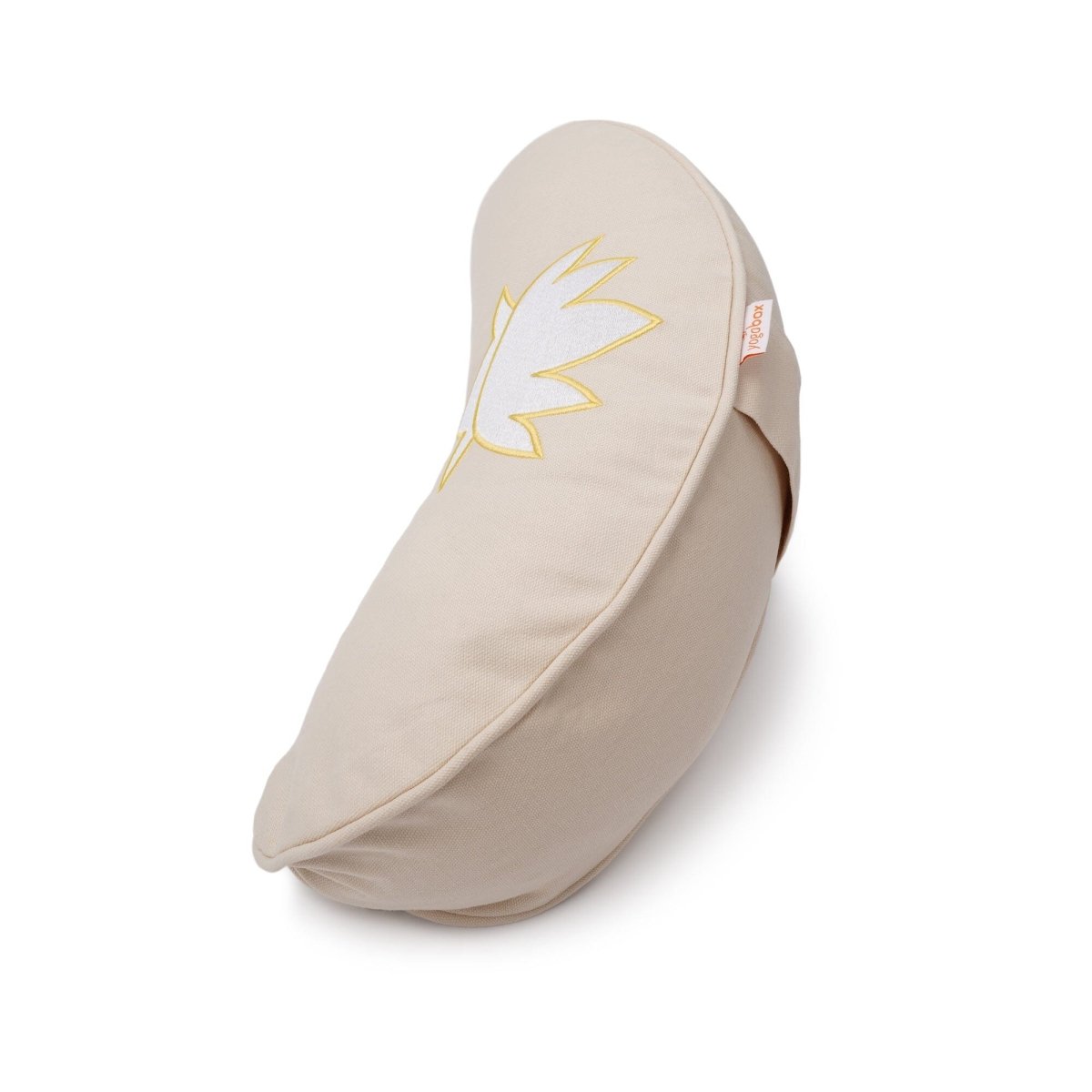 Yogakissen Halbmond BASIC Lotus Stick weiß - YOVANA GmbH • yogabox.de