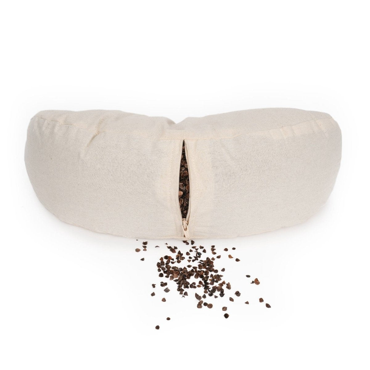 Yogakissen Halbmond BASIC Lotus Stick weiß - YOVANA GmbH • yogabox.de