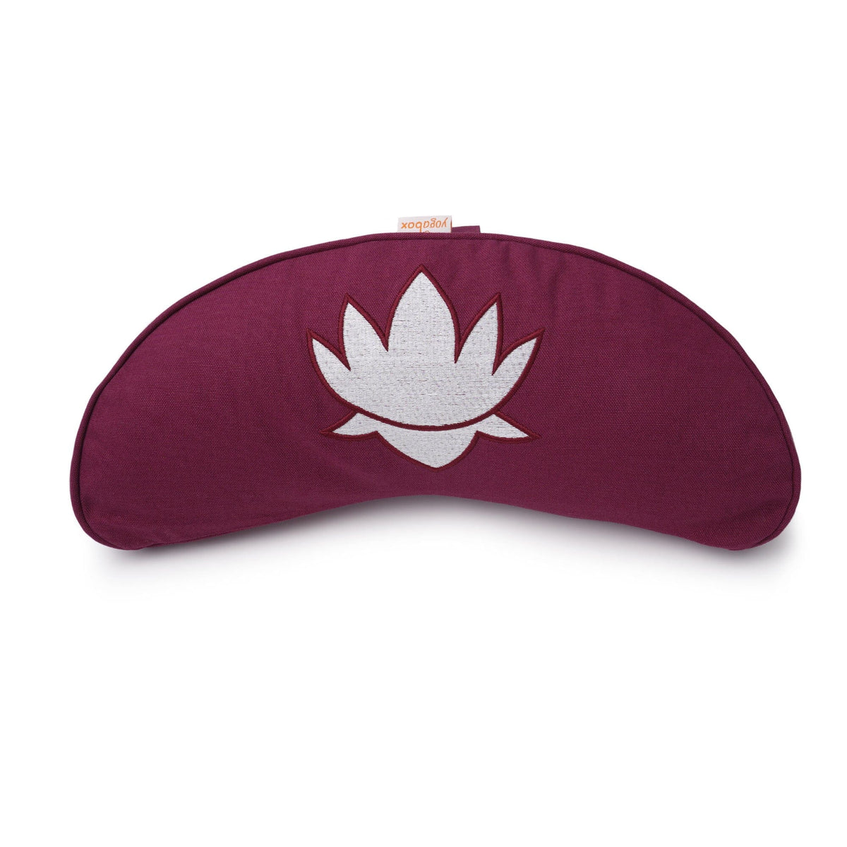 Yogakissen Halbmond BASIC Lotus Stick weiß aubergine Buchweizenschalen 40 x 17 x 12 cm