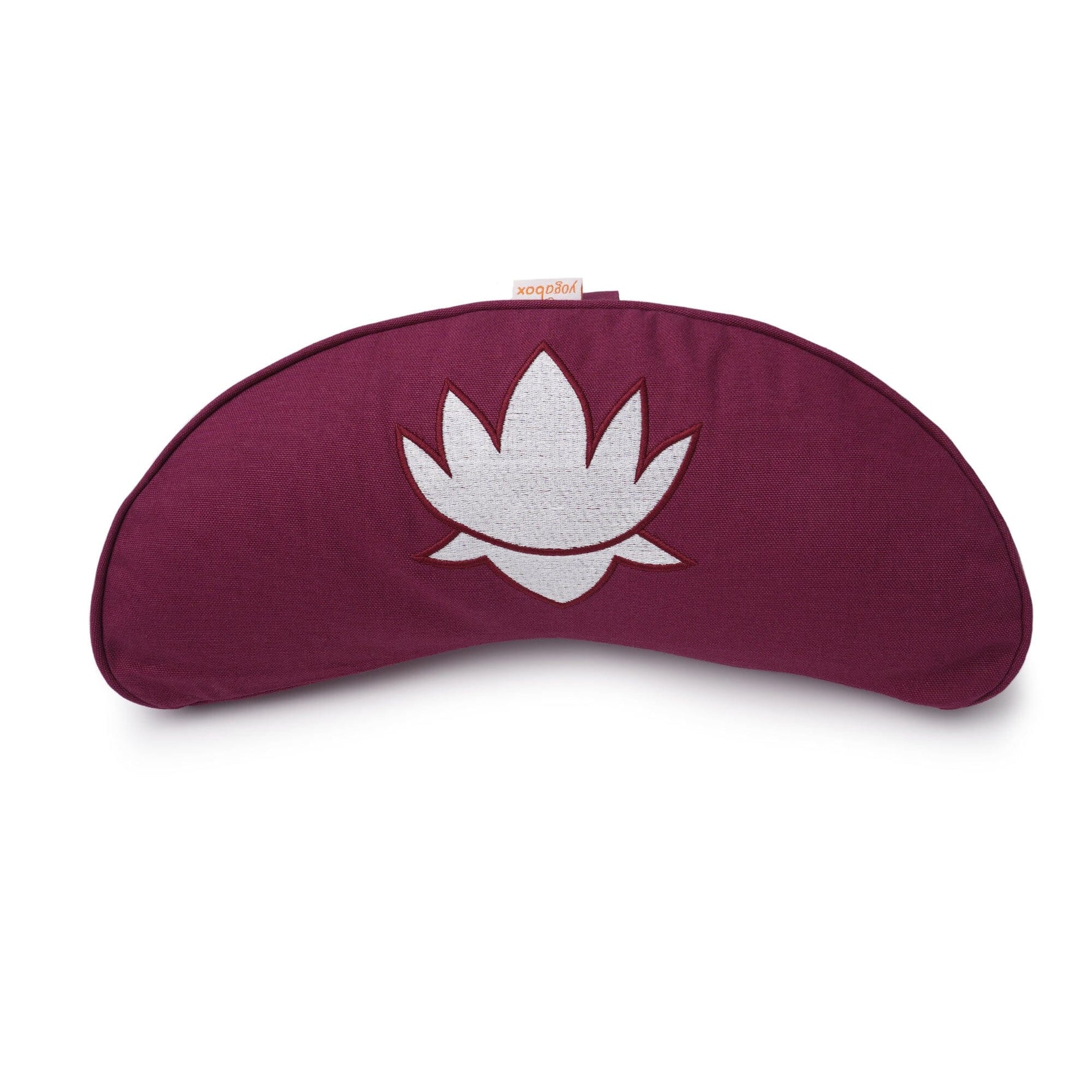 Yogakissen Halbmond BASIC Lotus Stick weiß aubergine Buchweizenschalen 40 x 17 x 12 cm