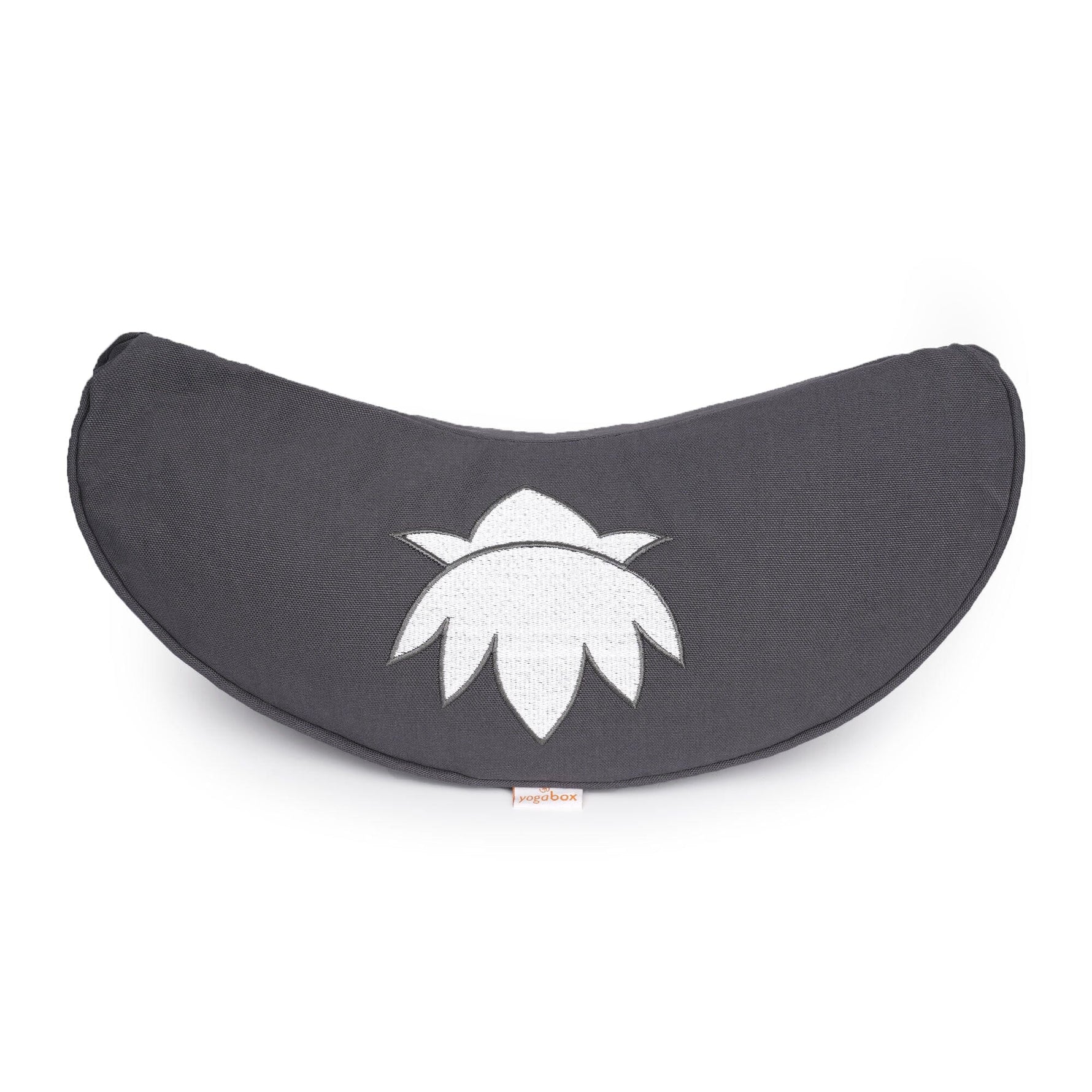 Yogakissen Halbmond BASIC Lotus Stick weiß grau Buchweizenschalen 40 x 17 x 12 cm