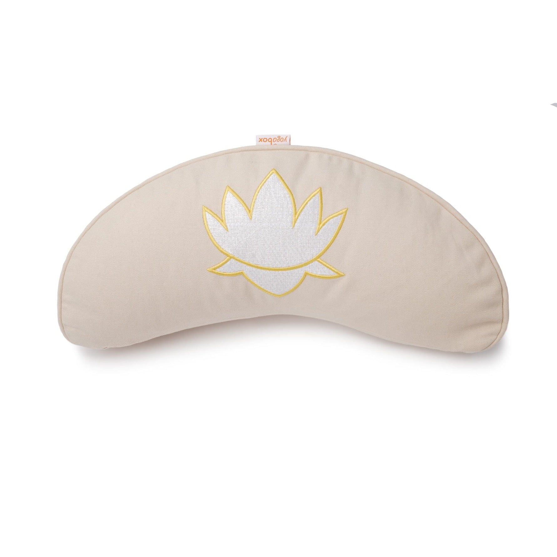 Yogakissen Halbmond BASIC Lotus Stick weiß natur Buchweizenschalen 40 x 17 x 12 cm