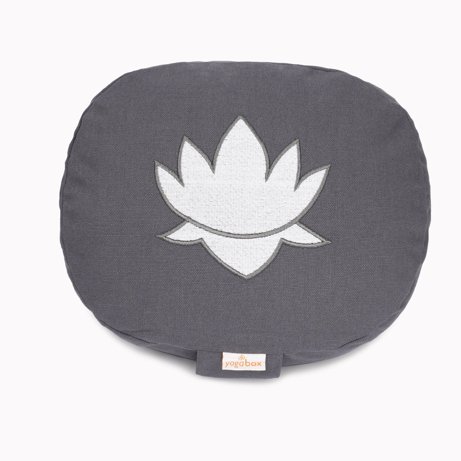Yogakissen oval Lotus Stick BASIC grau 28 x 23 x 13 cm Buchweizenschalen