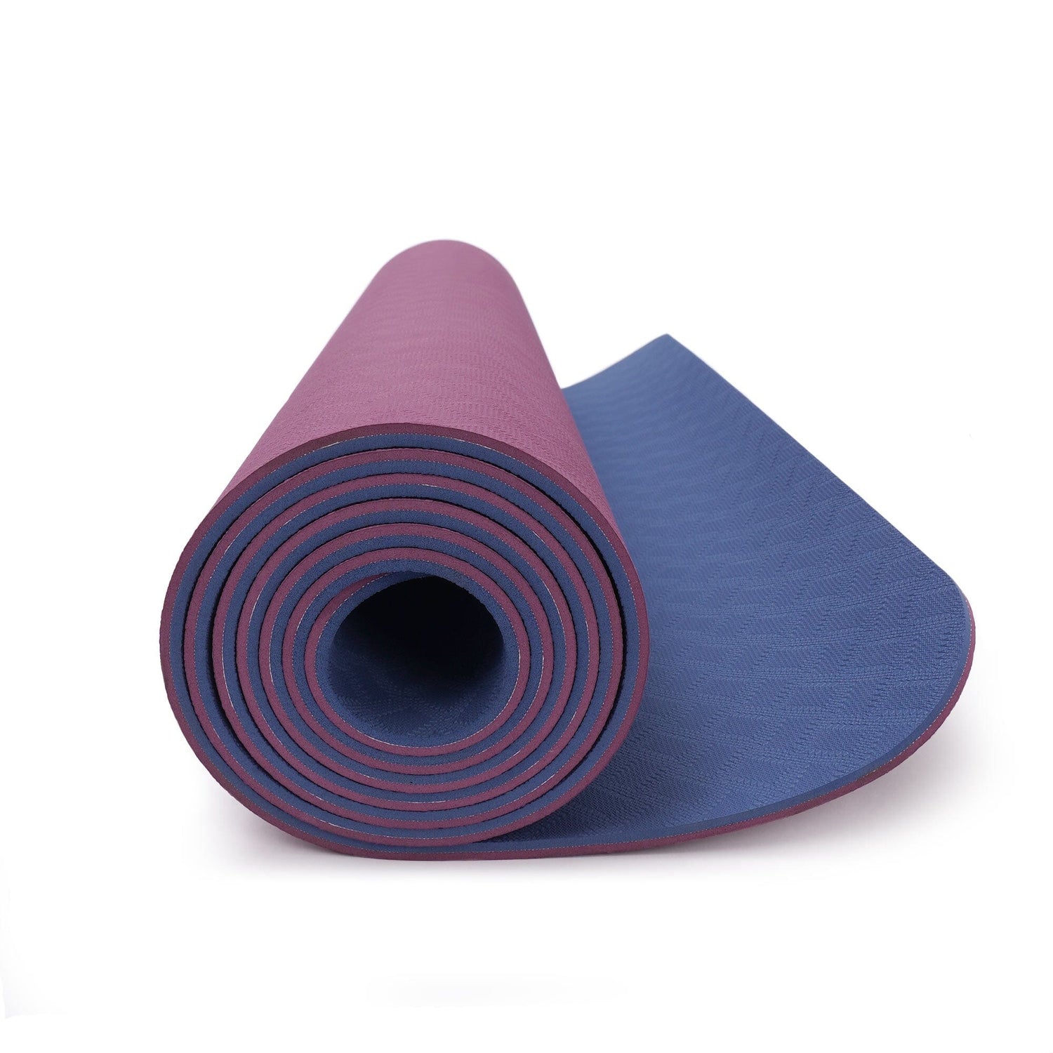 Yogamatte TPE 2-farbig blau/aubergine 183 x 61 x 0,6 cm 