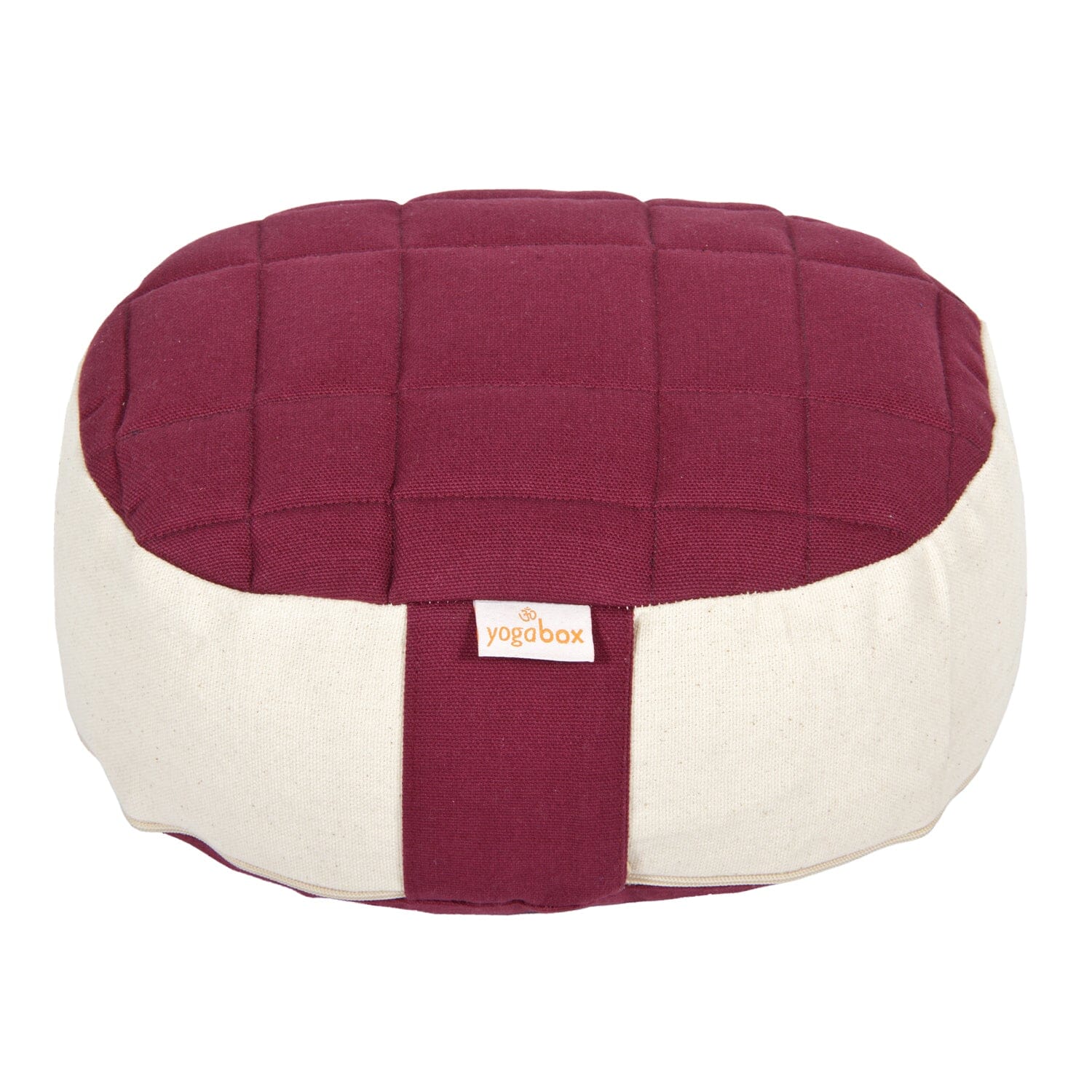 Yogilino® Reise Meditationskissen mini oval Premium aubergine / natur Buchweizenschalen 26 x 21 x 9 cm