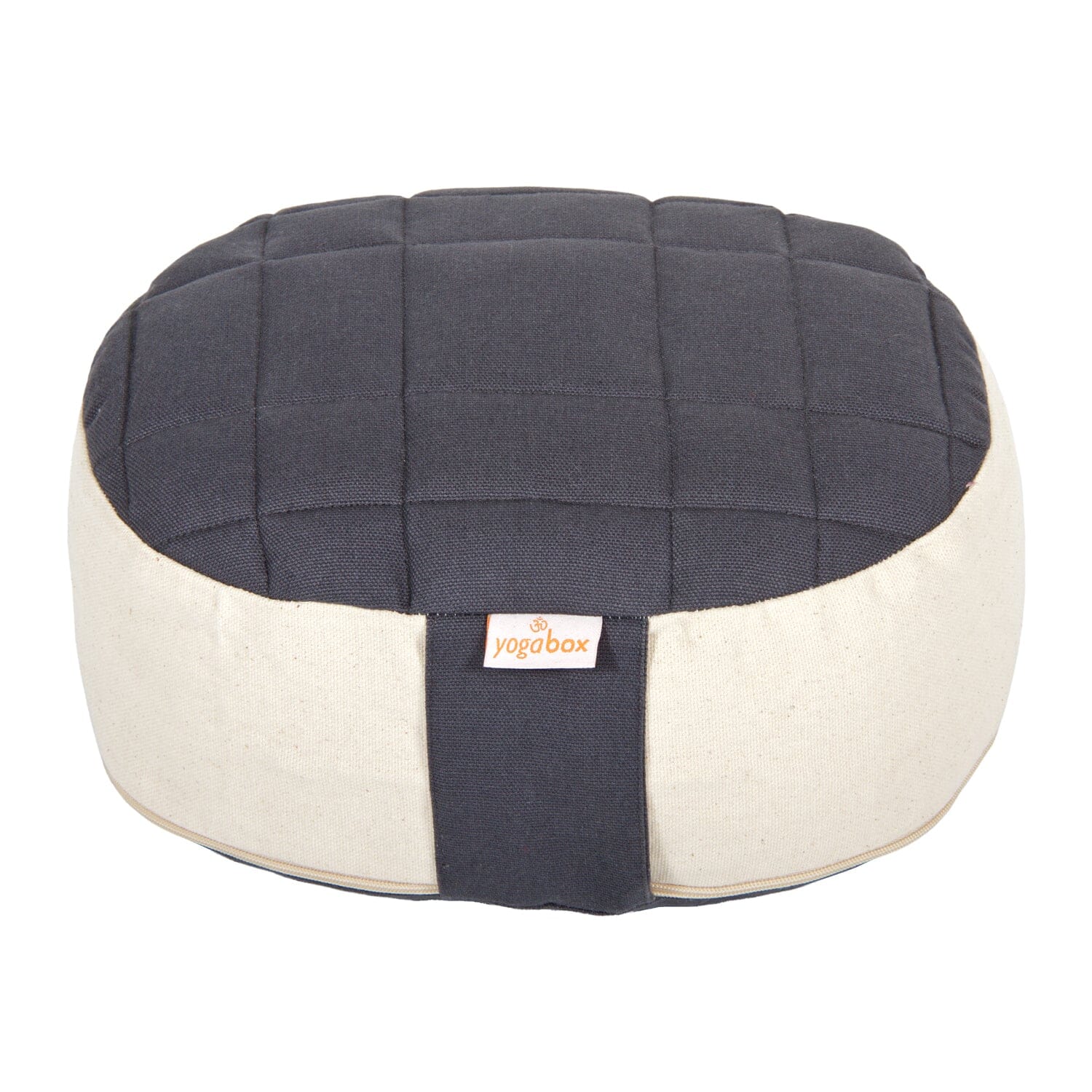 Yogilino® Reise Meditationskissen mini oval Premium grau / natur Buchweizenschalen 26 x 21 x 9 cm